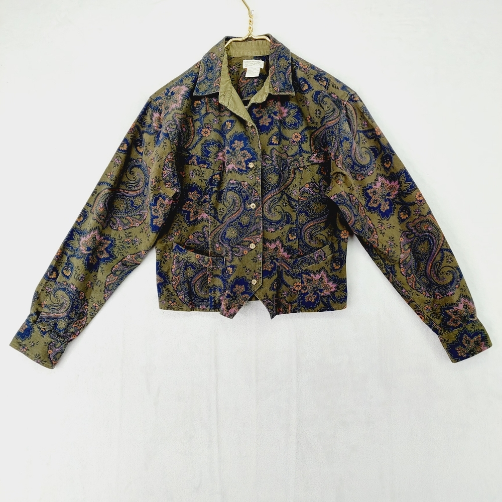 Banana Republic Vintage Paisley Floral Button Down Cropped shacket